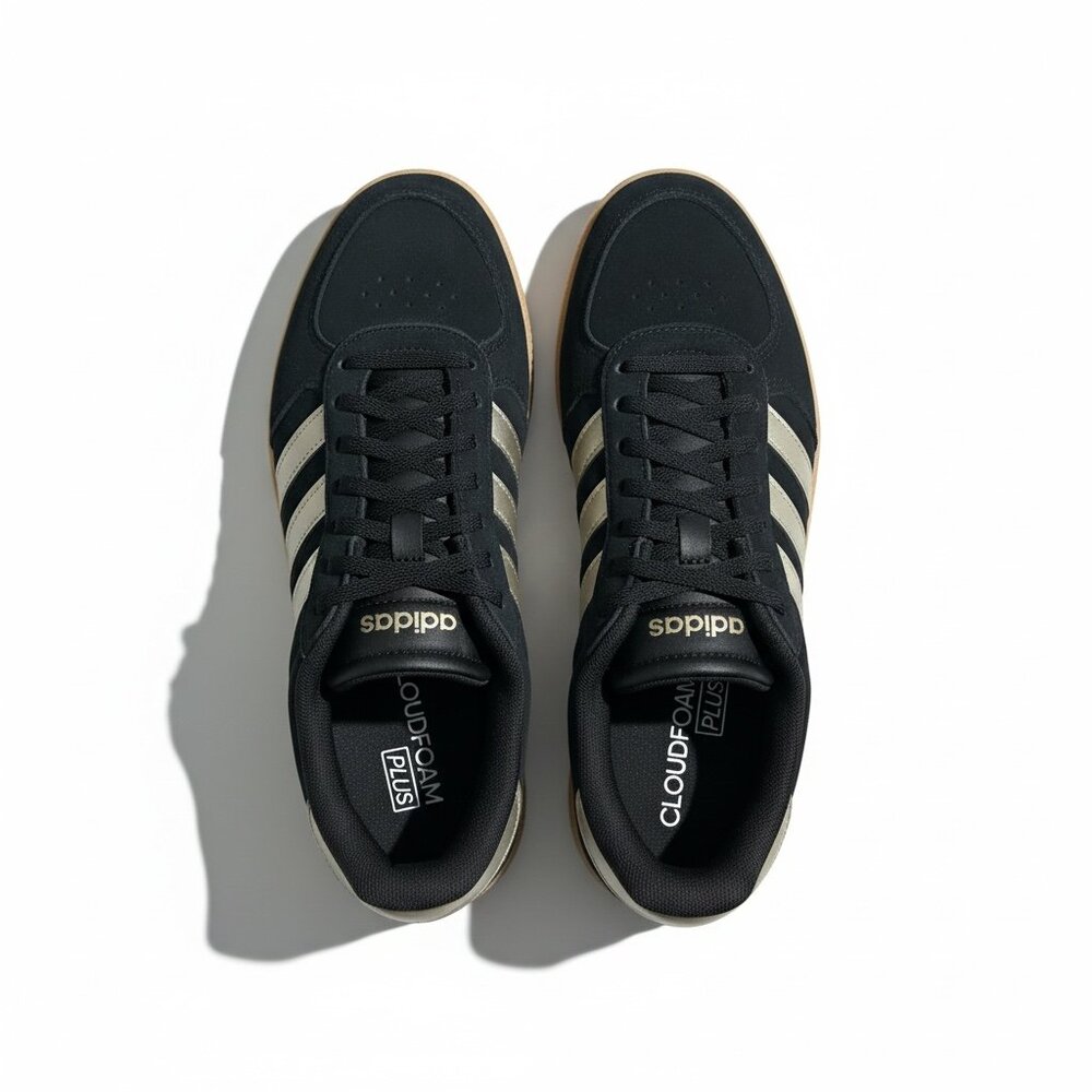 Adidas Cloudfoam Court Sneakers – Black/Silver with Gum Sole – Women’s 8.5 – New - Picture 4 of 7